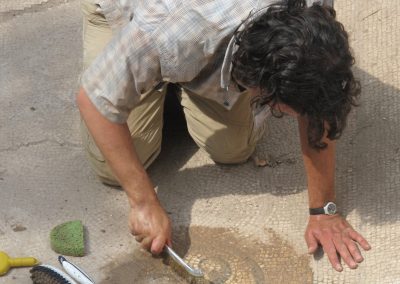 Cleaning a mosaic floor